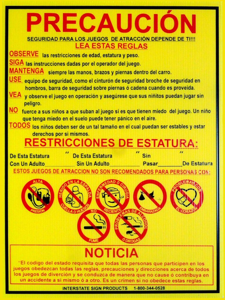 Safety Sign Spanish Interstate Sign Products, Inc.